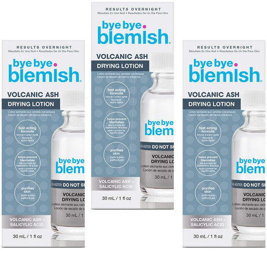 3 Bottles Bye Bye Blemish Volcanic Ash Drying Lotion 30ml 1oz