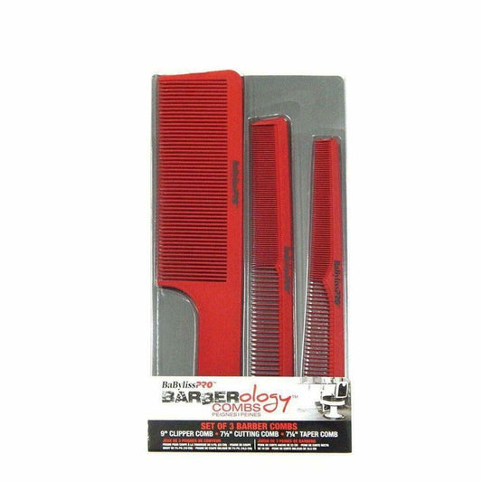 BaByliss PRO Barberology Comb Set 3 Pieces Red Cimpper Cutting Taper