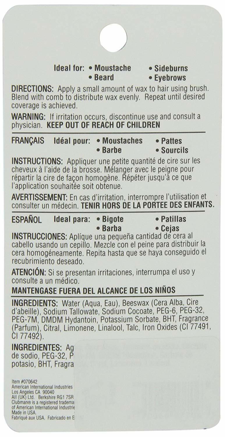 3 Tubes CLUBMAN Chestnut Moustache wax 0.5 OZ