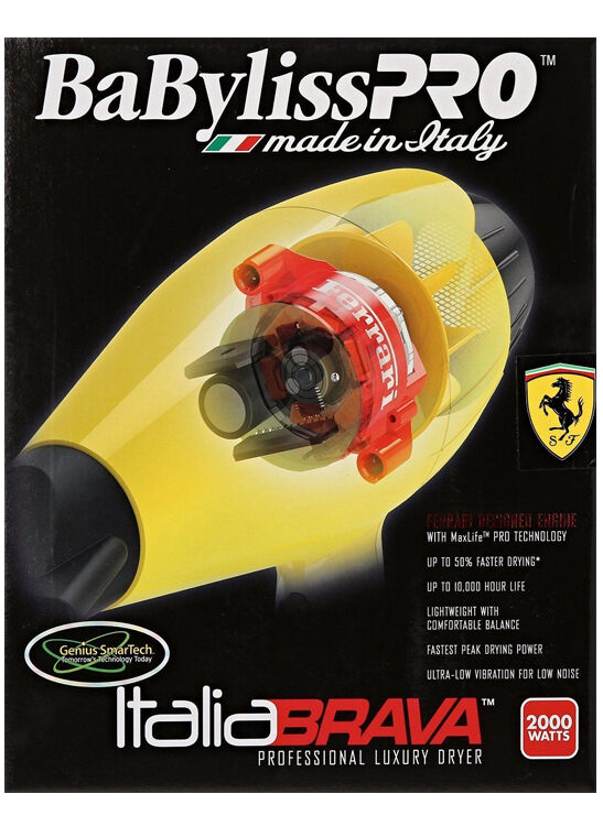 BABFB1 BABYLISS PRO ITALIA BRAVA DRYER WITH FERRARI DESIGNED ENGINE YELLOW
