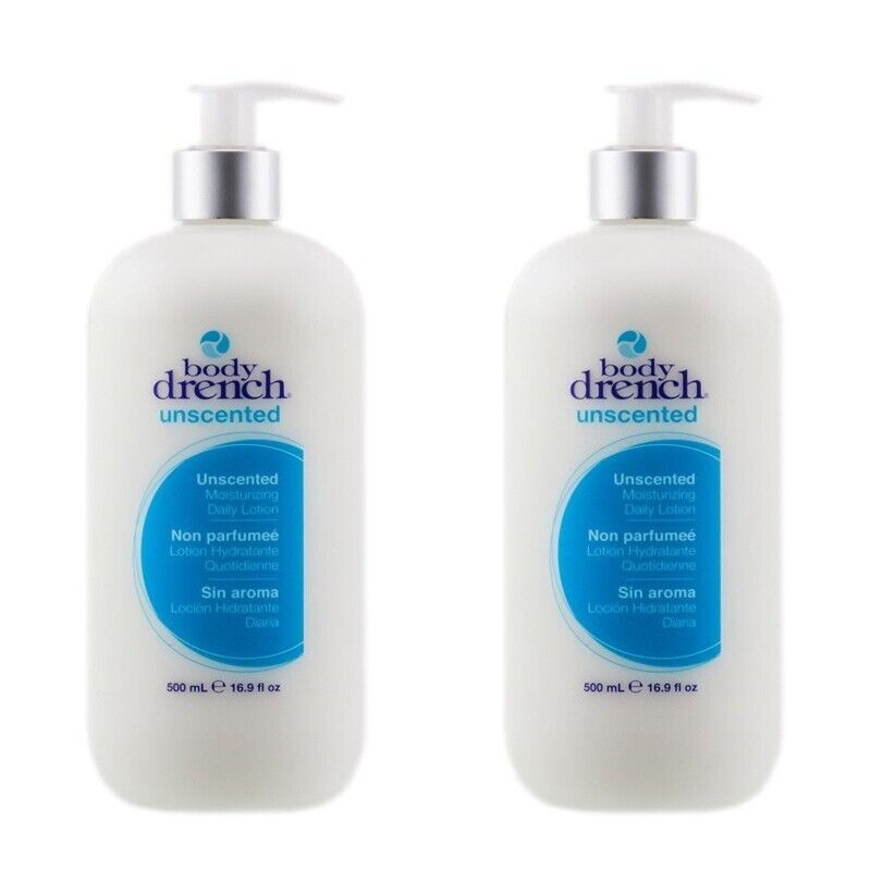 2 Bottles BODY DRENCH UNSCENTED MOISTURIZING DALIY LOTION 16 OZ