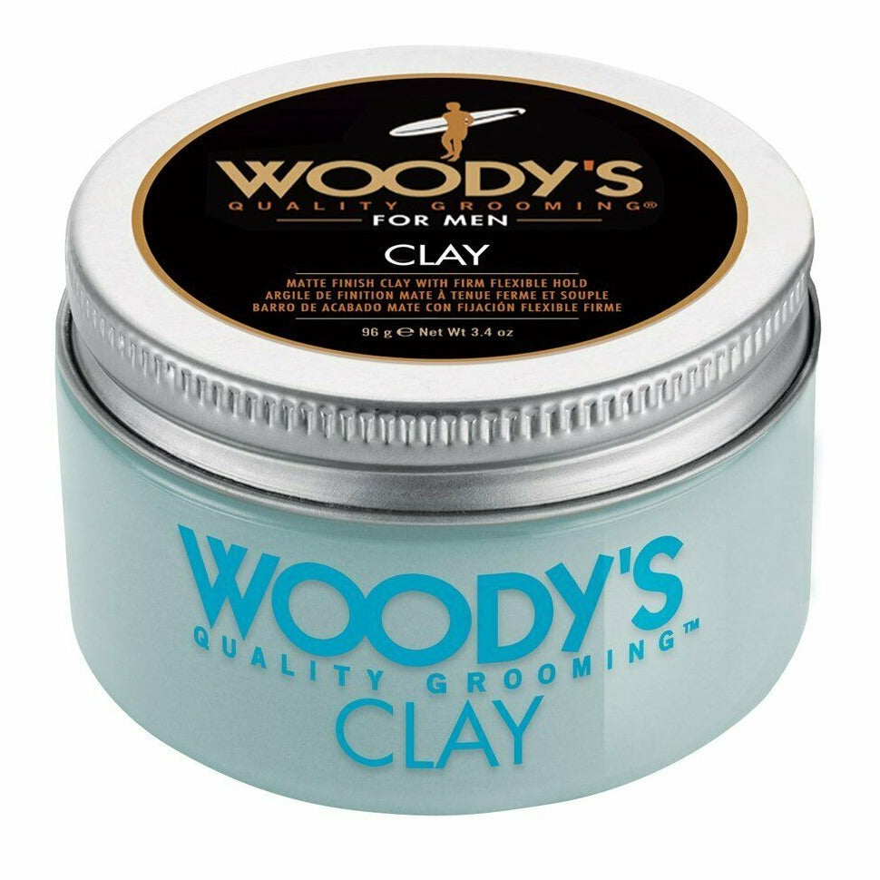 WOODY'S QUALITY GROOMING MATTE FINISH CLAY WITH FIRM FLEXIBLE HOLD 3.4 OZ