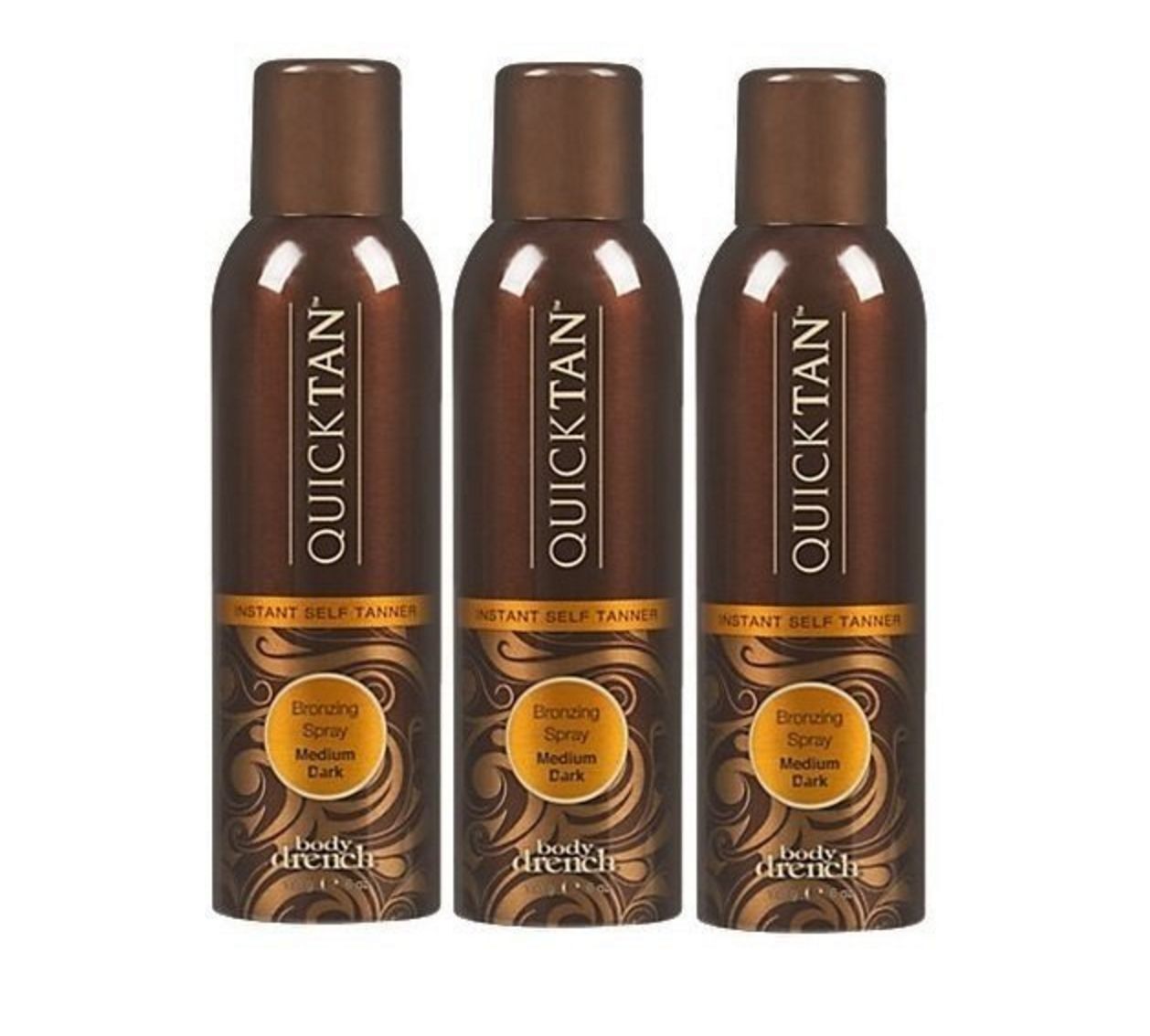 3 Bottles Body Drench Quicktan Quick Tan Bronzing Spray Medium Dark 170g 6 oz