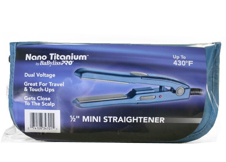 BABYLISS PRO BABNTBG3050 Nano Titanium 1/2 Mini Straightener Pouch Dual Voltage