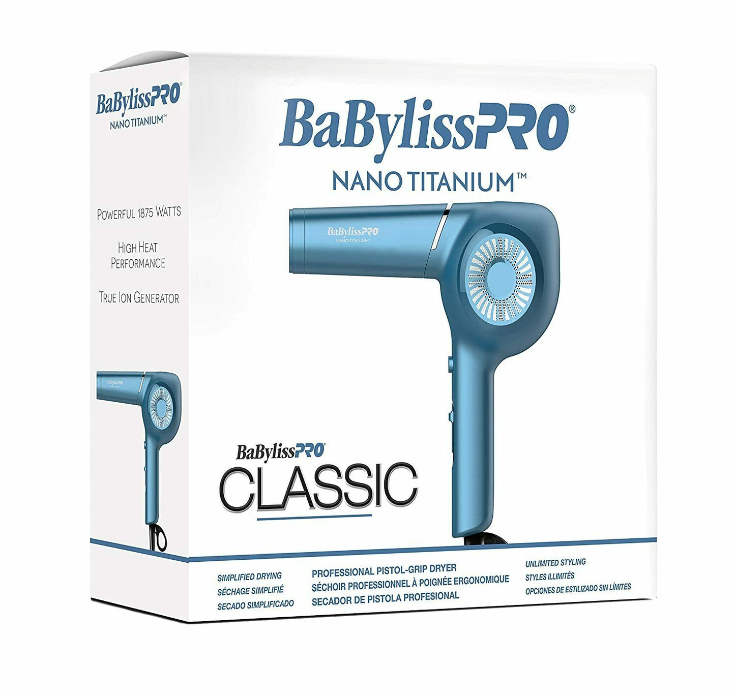 Babyliss Pro Nano Titanium BY5175UC Classic Blue Dryer