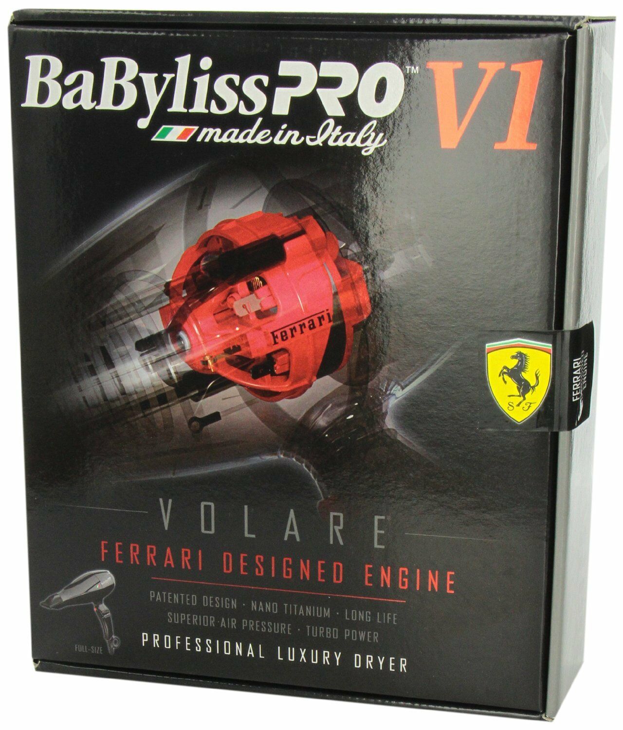 BABFV1 BABYLISS PRO VOLARE V1 FULL-SIZE DRYER FERRARI-DESIGNED ENGINE BLACK