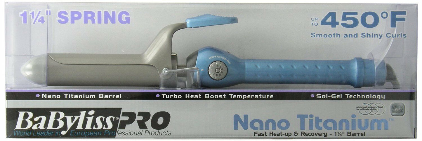 BABNT125S BABYLISS PRO NANO TITANIUM SPRING CURLING IRON 1 1/4"