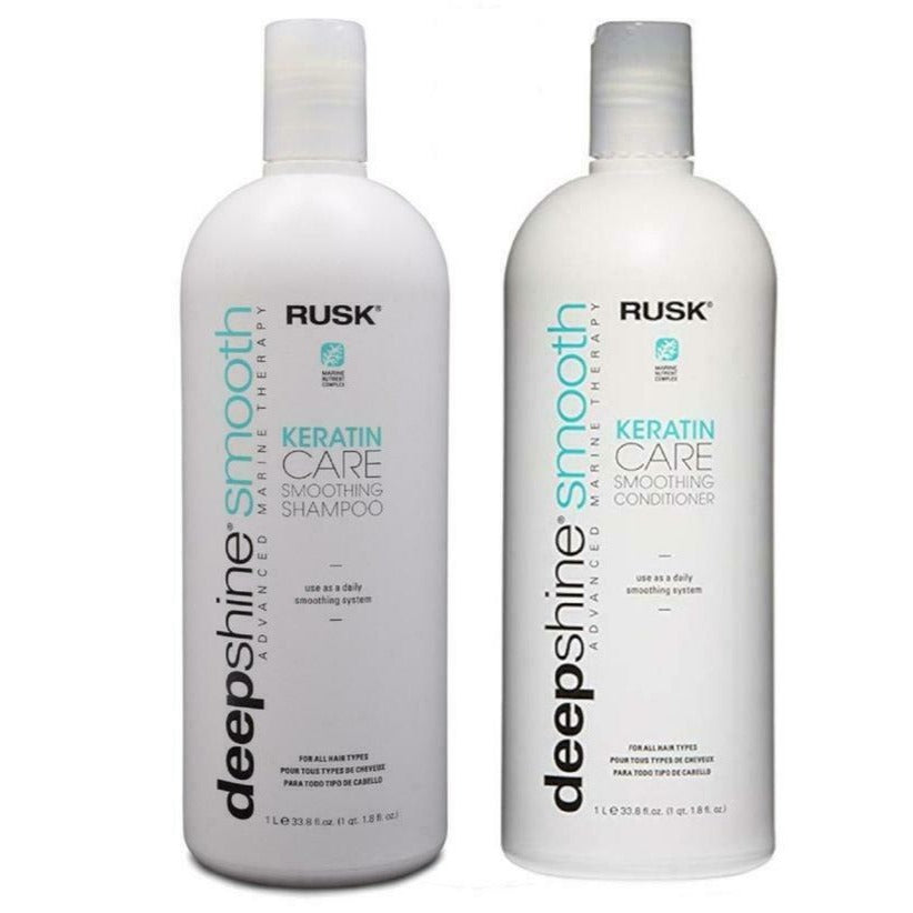 RUSK DEEPSHINE Smooth Keratin Care Smoothing Shampoo + Conditioner 33.8 OZ