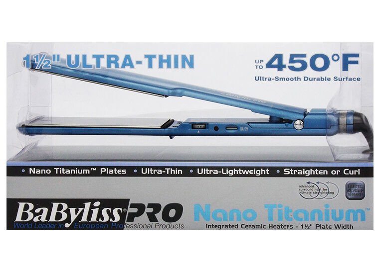 BABNT3073T BABYLISS PRO NANO TITANIUM PLATED ULTRA-THIN STRAIGHTENING IRON 1 1/2