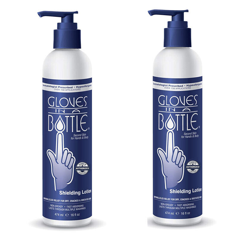 2x Gloves In A Bottle Shielding Lotion for Dry Skin Hand Body Shielding 16 oz