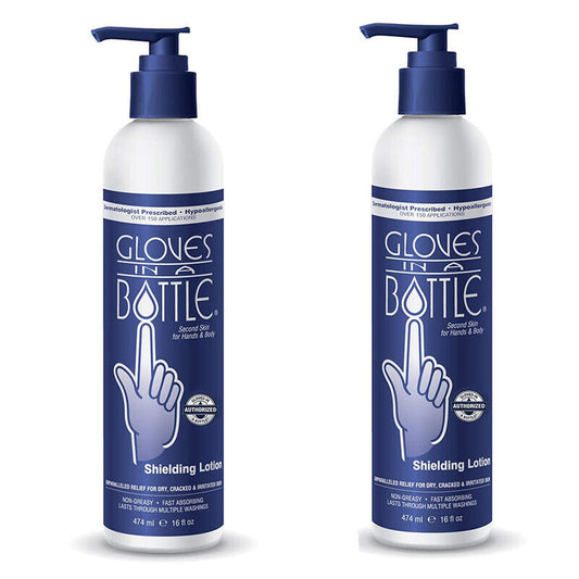 2x Gloves In A Bottle Shielding Lotion for Dry Skin Hand Body Shielding 16 oz