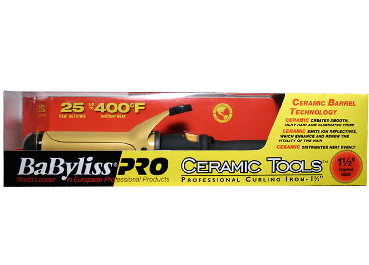 BaByliss Pro Ceramic Tools CT155S 1-1/2" Dual Voltage Spring Curling Iron.