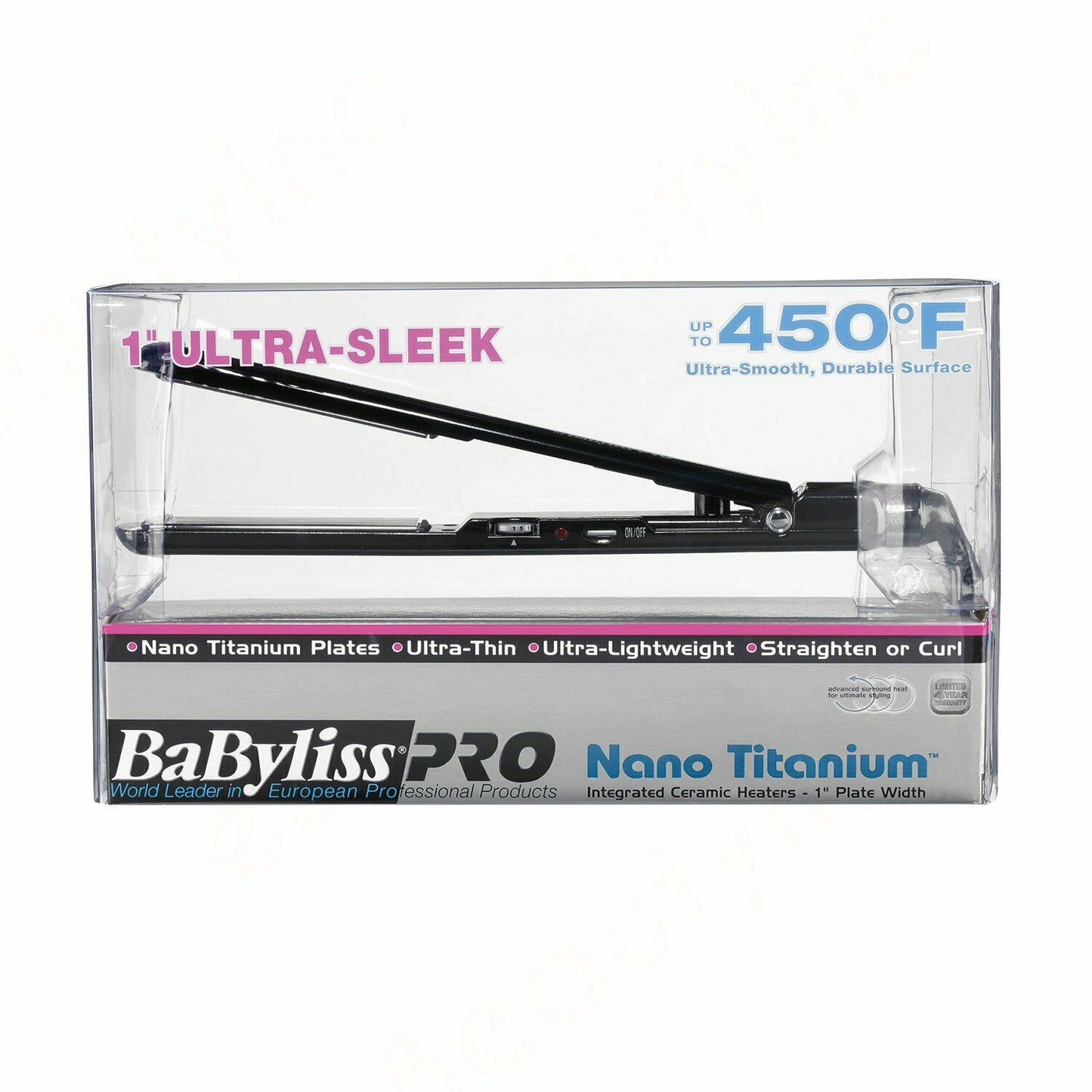 BaByliss Pro Nano Black 1" Titanium Ultra Sleek Straightening Flat Iron BNTBK307