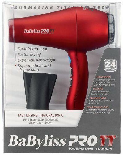 BABYLISS PRO TT Tourmaline Titanium Red Blow Dryer BABTT5585, Ionic, Fast Drying