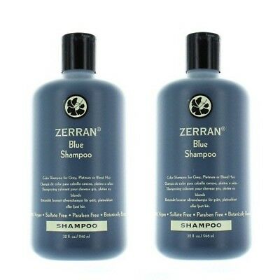 2 Bottles  Zerran Blue Shampoo - for Brassy, Grey or Platinum Hair - 8 oz